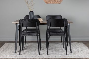 Imagine Masa de dining Tempe - Negru / Nuc MDF + Scaun de dining Polly - Negru / Negru _4