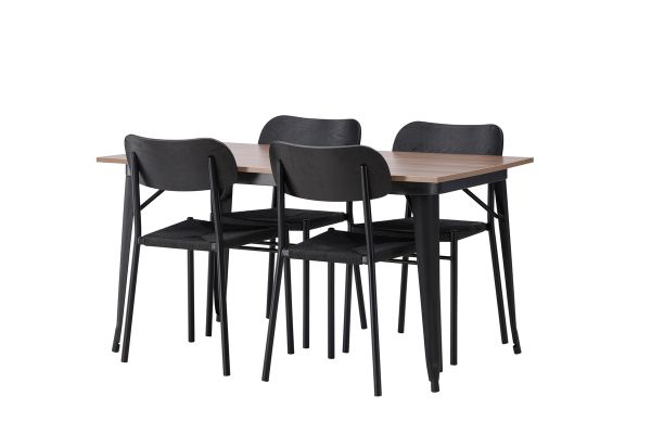 Imagine Masa de dining Tempe - Negru / Nuc MDF + Scaun de dining Polly - Negru / Negru _4