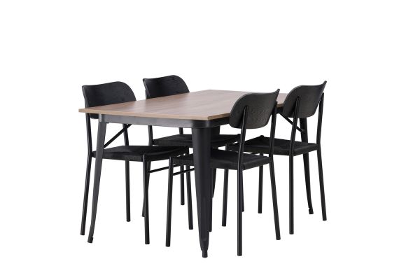 Imagine Masa de dining Tempe - Negru / Nuc MDF + Scaun de dining Polly - Negru / Negru _4