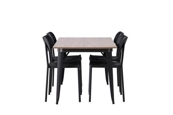 Imagine Masa de dining Tempe - Negru / Nuc MDF + Scaun de dining Polly - Negru / Negru _4