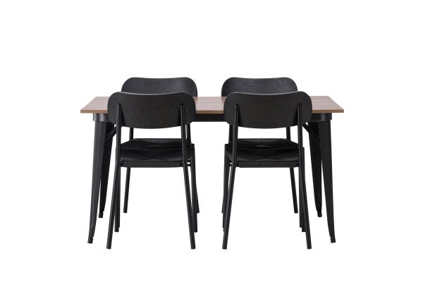 Imagine Masa de dining Tempe - Negru / Nuc MDF + Scaun de dining Polly - Negru / Negru _4