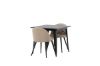 Imagine Masa de Dining Tempe - Negru / MDF negru + Scaun cusut velvet - Negru / Material textil bej (poliester) _2