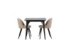 Imagine Masa de Dining Tempe - Negru / MDF negru + Scaun cusut velvet - Negru / Material textil bej (poliester) _2