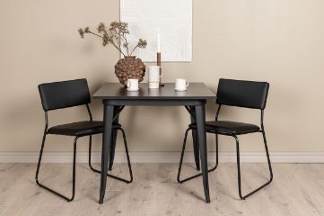 Imagine Masa de dining Tempe - Negru / MDF Negru + Scaun Kenth - Negru / PU Negru