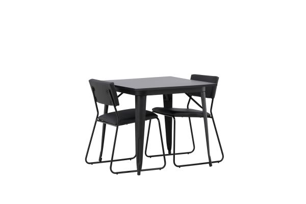 Imagine Masa de dining Tempe - Negru / MDF Negru + Scaun Kenth - Negru / PU Negru