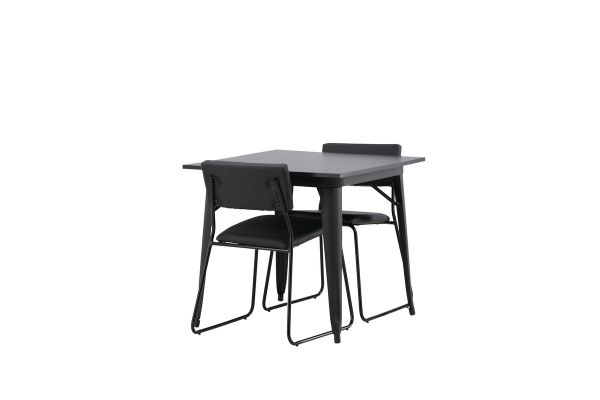 Imagine Masa de dining Tempe - Negru / MDF Negru + Scaun Kenth - Negru / PU Negru