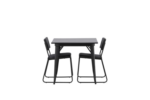 Imagine Masa de dining Tempe - Negru / MDF Negru + Scaun Kenth - Negru / PU Negru