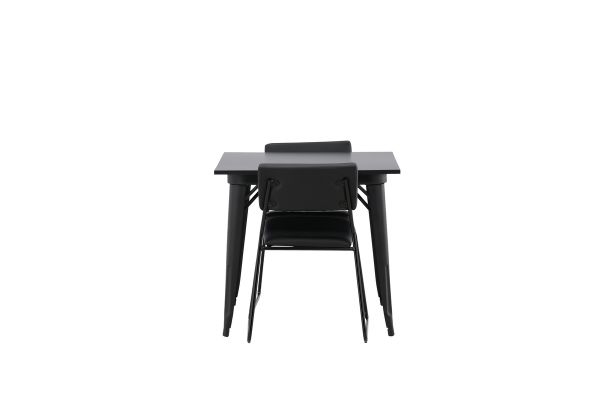 Imagine Masa de dining Tempe - Negru / MDF Negru + Scaun Kenth - Negru / PU Negru