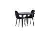 Imagine Masa de dining Tempe - Negru / MDF negru + Scaun de dining Polar - Picioare negre / Catifea neagra _2