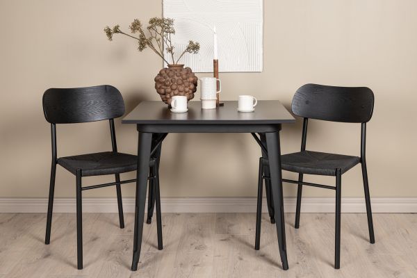 Imagine Masa de dining Tempe - Negru / MDF negru + Scaun de dining Polly - Negru / Negru _2