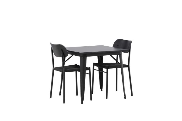 Imagine Masa de dining Tempe - Negru / MDF negru + Scaun de dining Polly - Negru / Negru _2