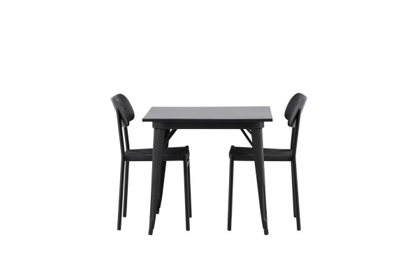 Imagine Masa de dining Tempe - Negru / MDF negru + Scaun de dining Polly - Negru / Negru _2