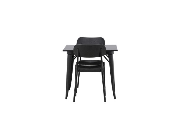 Imagine Masa de dining Tempe - Negru / MDF negru + Scaun de dining Polly - Negru / Negru _2