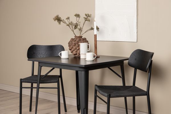 Imagine Masa de dining Tempe - Negru / MDF negru + Scaun de dining Polly - Negru / Negru _2