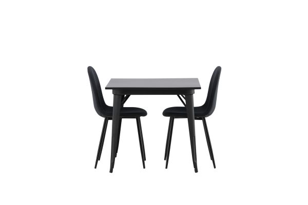 Imagine Masă de dining Tempe - Negru / Placaj MDF + Scaun de dining Polar - Picioare negre - Țesătură neagră _2