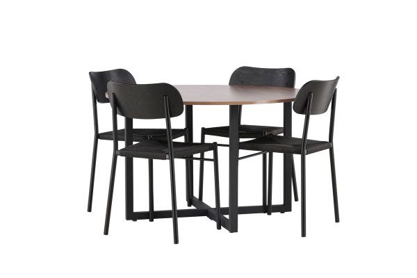 Imagine Masa de dining Durango - Negru / MDF nuc + Scaun de dining Polly - Negru / Negru _4