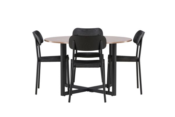 Imagine Masa de dining Durango - Negru / MDF nuc + Scaun de dining Polly - Negru / Negru _4