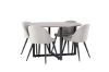 Imagine Masă de dining Durango - Negru / Nuc MDF + Scaun de dining Velvet - Gri deschis / Negru _4