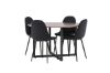 Imagine Masa de dining Durango - MDF negru / nuc + Scaun de dining Polar - Picioare negre - Material negru _4