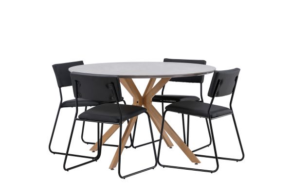 Imagine Masa de dining Piazza - Natural / Dark Grey Spraystone + Scaun Kenth - Negru / PU Negru _4