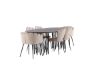 Imagine Dining Table de formă ovală din piatră - Negru / Furnir de Mocca + Scaun Limhamn Light_4 + Scaun Limhamn - Negru / Catifea Bej_2