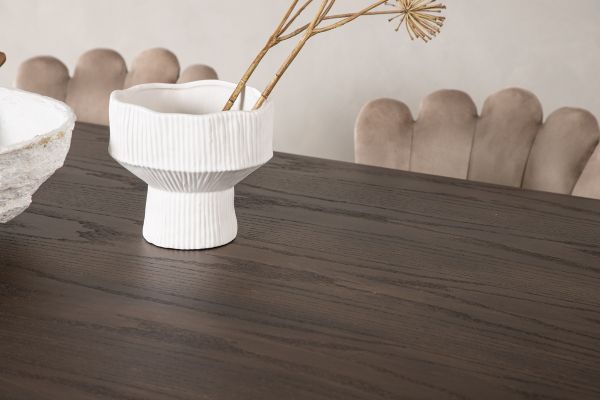 Imagine Dining Table de formă ovală din piatră - Negru / Furnir de Mocca + Scaun Limhamn Light_4 + Scaun Limhamn - Negru / Catifea Bej_2