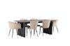 Imagine Masa de dining Vail - Negru / MDF fumuriu + Scaun Limhamn Light - Negru / Bej Catifea _4