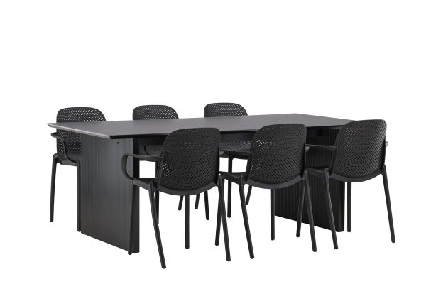 Imagine Vail Dining Table - MDF negru / negru fumuriu + Scaun de masă Baltimore - Negru / Plastic negru