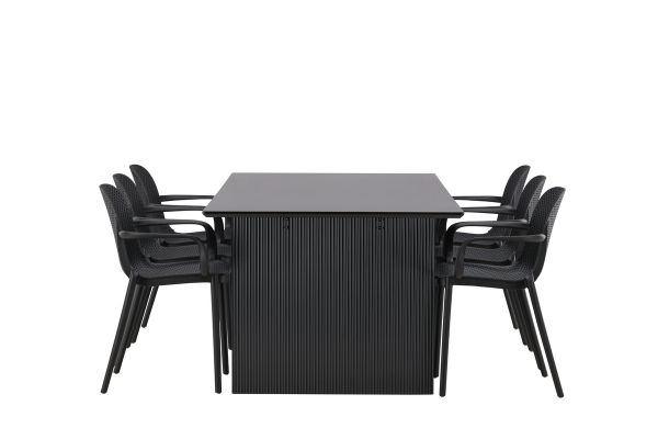 Imagine Vail Dining Table - MDF negru / negru fumuriu + Scaun de masă Baltimore - Negru / Plastic negru