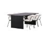 Imagine Masa de dining Vail - Negru / MDF fumuriu + Scaun de dining Chico - Negru / Boucle alb _6