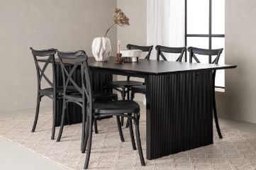 Imagine Vail Dining Table - Negru / MDF Negru Fumuriu + Scaun de Dining Crosett - Negru Mat / Plastic Mat _6