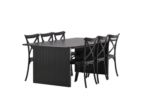 Imagine Vail Dining Table - Negru / MDF Negru Fumuriu + Scaun de Dining Crosett - Negru Mat / Plastic Mat _6