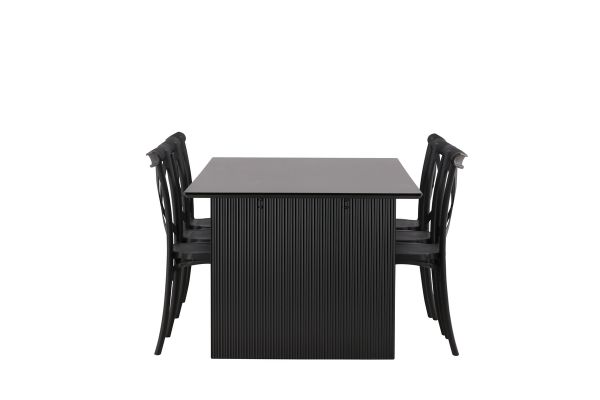 Imagine Vail Dining Table - Negru / MDF Negru Fumuriu + Scaun de Dining Crosett - Negru Mat / Plastic Mat _6