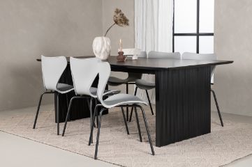 Imagine Vail Dining Table - Black / Smoked Black MDF +Estes Dining Chair - Black / Light Grey PP _6