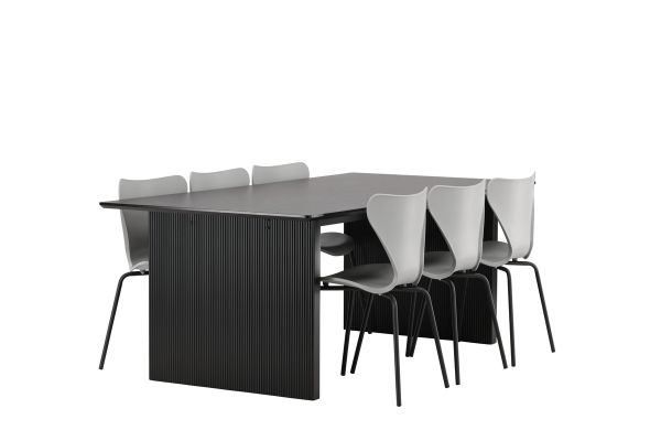 Imagine Vail Dining Table - Black / Smoked Black MDF +Estes Dining Chair - Black / Light Grey PP _6