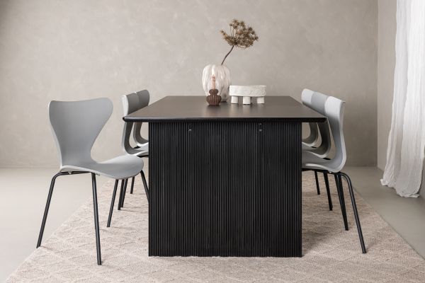 Imagine Vail Dining Table - Black / Smoked Black MDF +Estes Dining Chair - Black / Light Grey PP _6