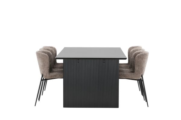 Imagine Masa de dining Vail - Negru / MDF Fumuriu + Scaun de dining Modesto - Bej / Boucle Bej _6