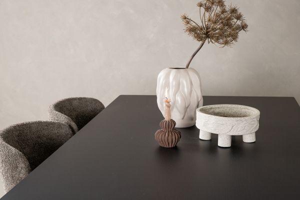 Imagine Masa de dining Vail - Negru / MDF Fumuriu + Scaun de dining Modesto - Bej / Boucle Bej _6