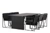 Imagine Masa de dining Vail - Negru / Negru Fumuriu MDF + Scaun de dining Richmond - Negru / Catifea Neagra _6