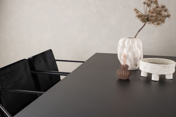 Imagine Masa de dining Vail - Negru / Negru Fumuriu MDF + Scaun de dining Richmond - Negru / Catifea Neagra _6