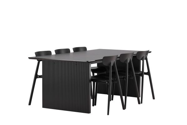 Imagine Masa de dining Vail - Negru / MDF Negru Fumat + Scaun de dining Ursholmen - Polipropilenă Negru _6