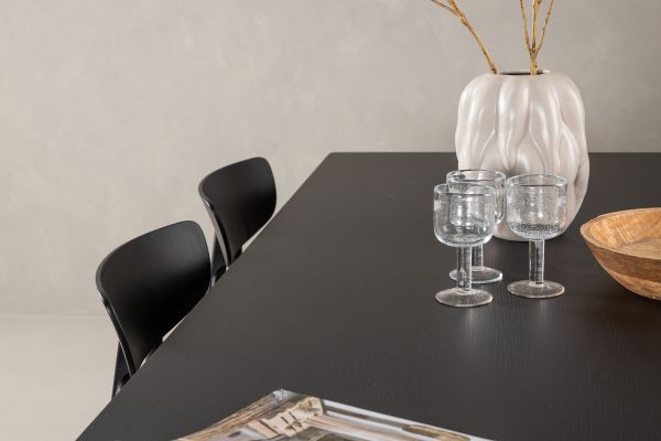 Imagine Masa de dining Vail - Negru / MDF Negru Fumat + Scaun de dining Ursholmen - Polipropilenă Negru _6