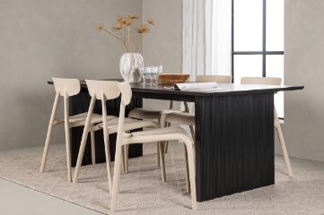 Imagine Masa de dining Vail - Negru / MDF negru fumat + Scaun de dining Ursholmen - Natură / bej polipropilenă _6