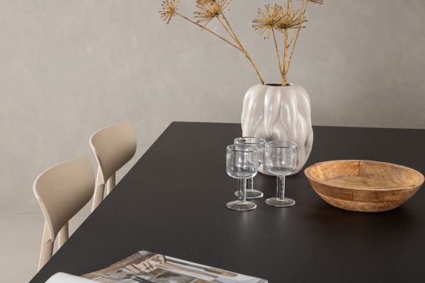 Imagine Masa de dining Vail - Negru / MDF negru fumat + Scaun de dining Ursholmen - Natură / bej polipropilenă _6