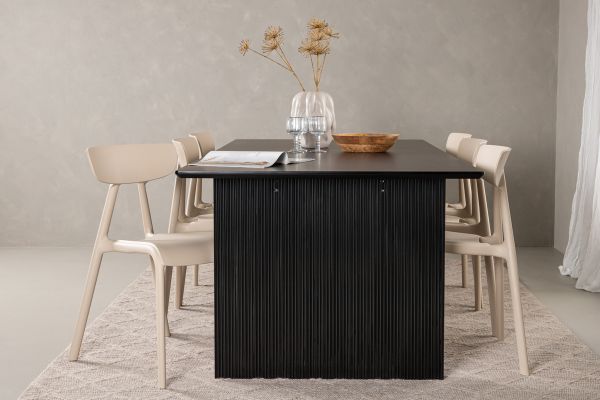 Imagine Masa de dining Vail - Negru / MDF negru fumat + Scaun de dining Ursholmen - Natură / bej polipropilenă _6