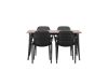 Imagine Masă de dining Tempe - MDF negru / nuc + Scaun de dining Baltimore - Negru / Plastic negru _4