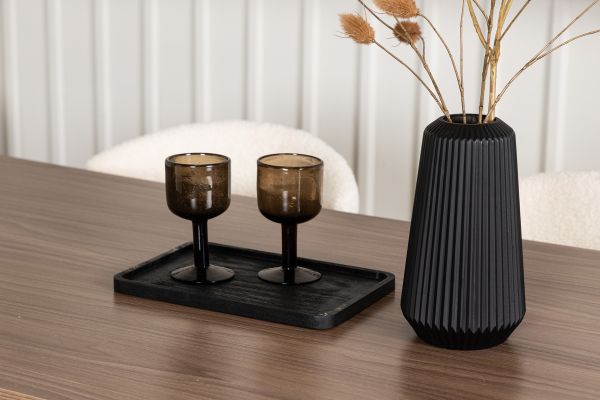 Imagine Masa de dining Tempe - Negru / MDF nuc + Scaun de dining Chico - Negru / Alb boucle _4