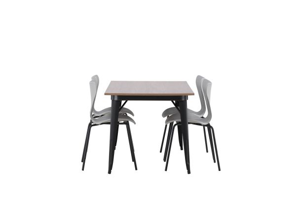 Imagine Tempe Dining Table - Black / Walnut MDF +Estes Dining Chair - Black / Light Grey PP _4