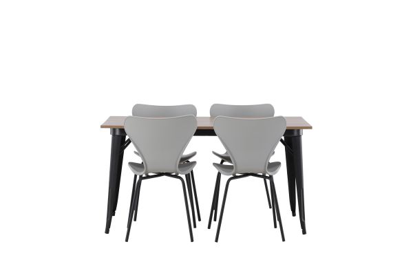 Imagine Tempe Dining Table - Black / Walnut MDF +Estes Dining Chair - Black / Light Grey PP _4