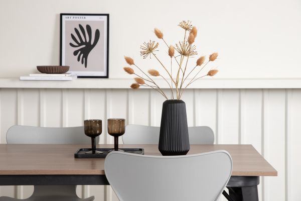 Imagine Tempe Dining Table - Black / Walnut MDF +Estes Dining Chair - Black / Light Grey PP _4